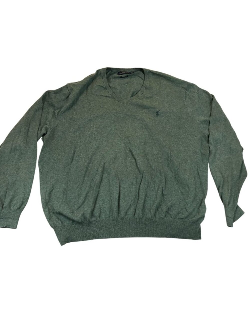 Polo Ralph Lauren V-Neck Sweater Mens XXL Green Knit Pullover 100% Pima Cotton